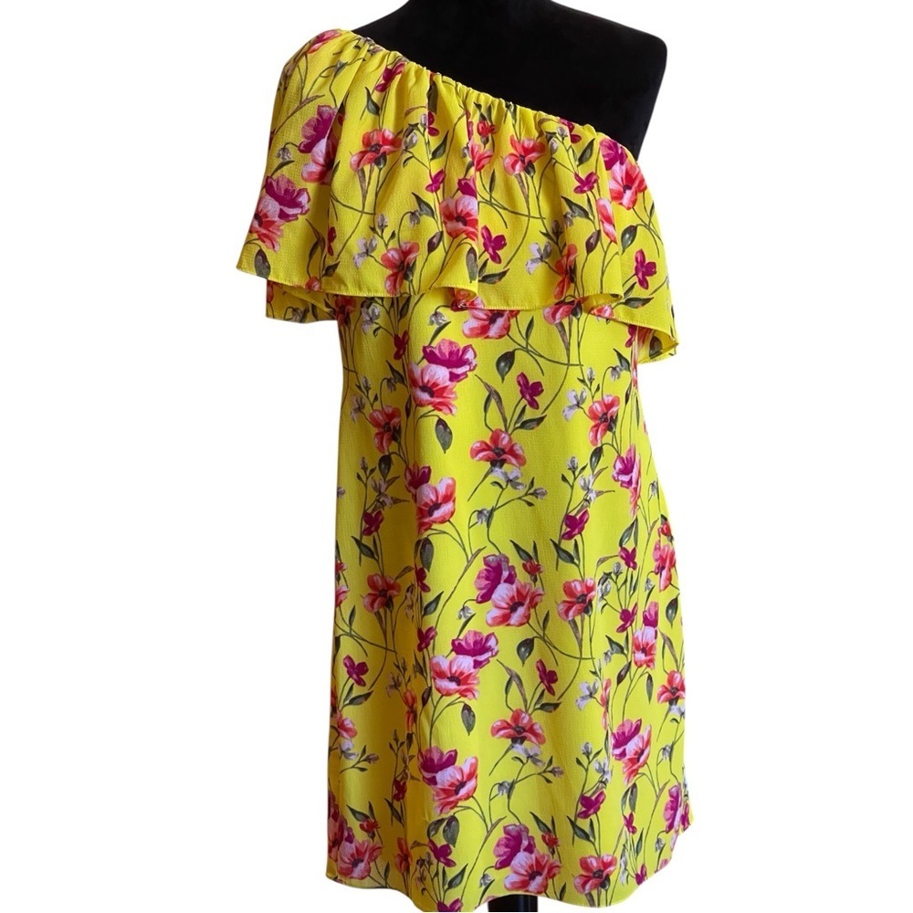 LAUREN BY RALPH LAUREN YELLOW FLORAL OFF THE SHOULDER DRESS SZ 10 EUC